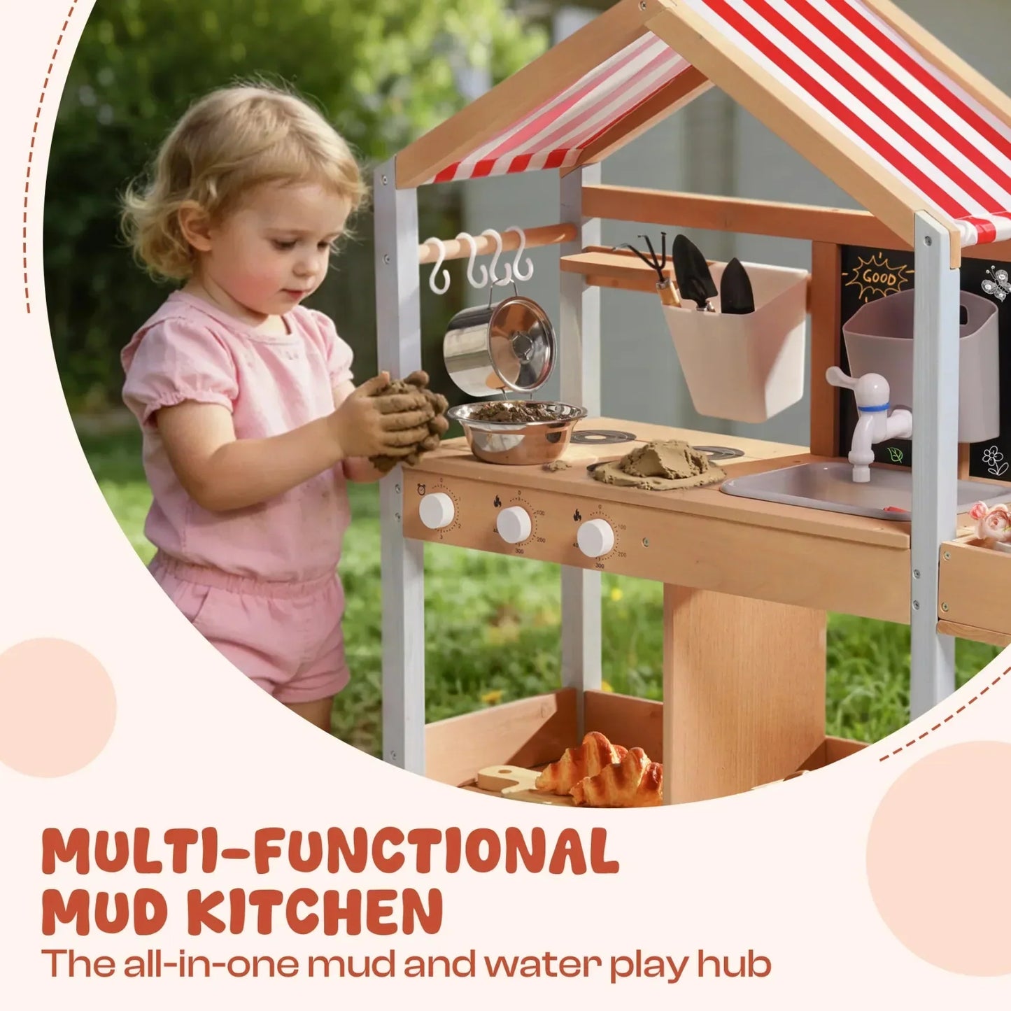 Wooden Outdoor Mud Kitchen For Toddlers