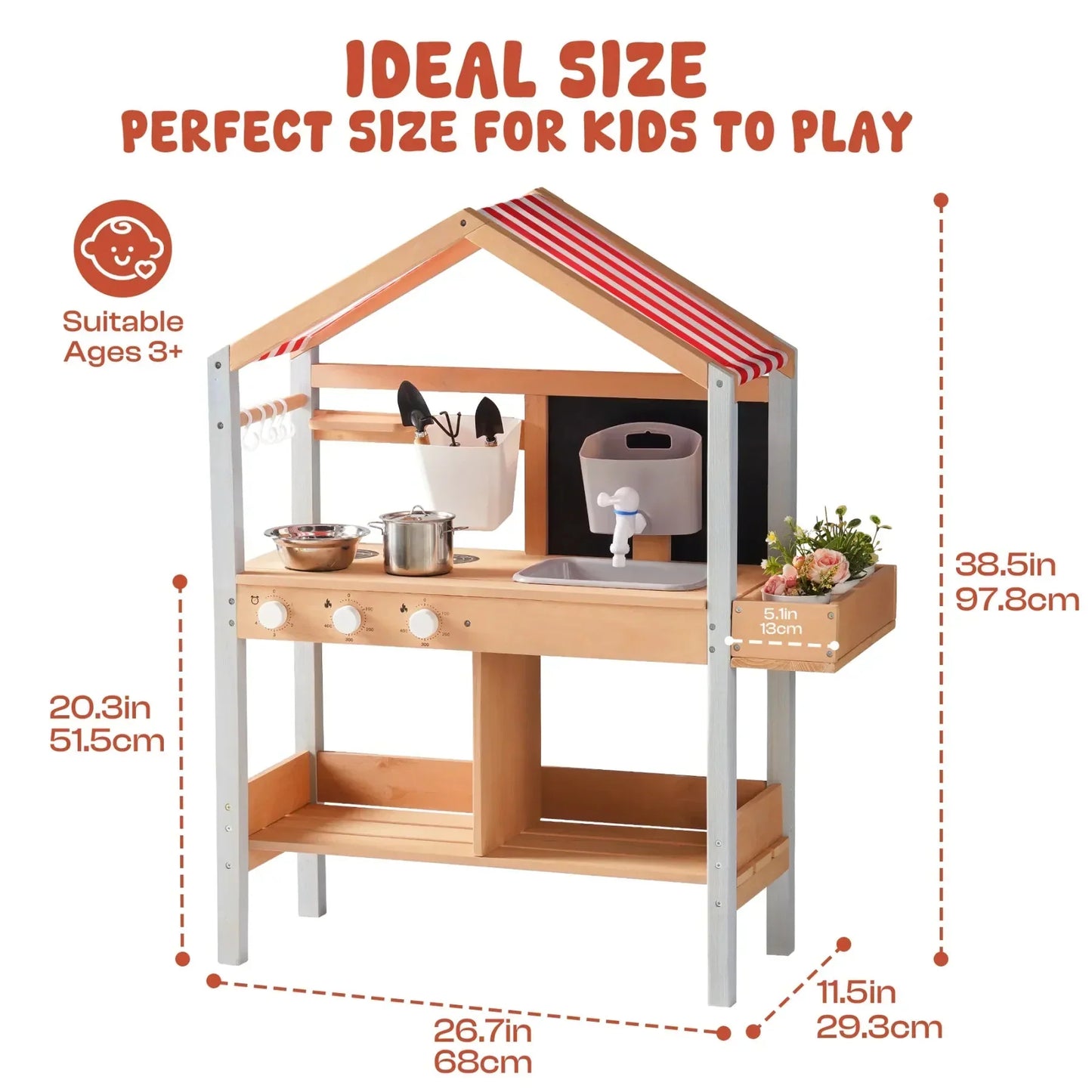 Wooden Outdoor Mud Kitchen For Toddlers
