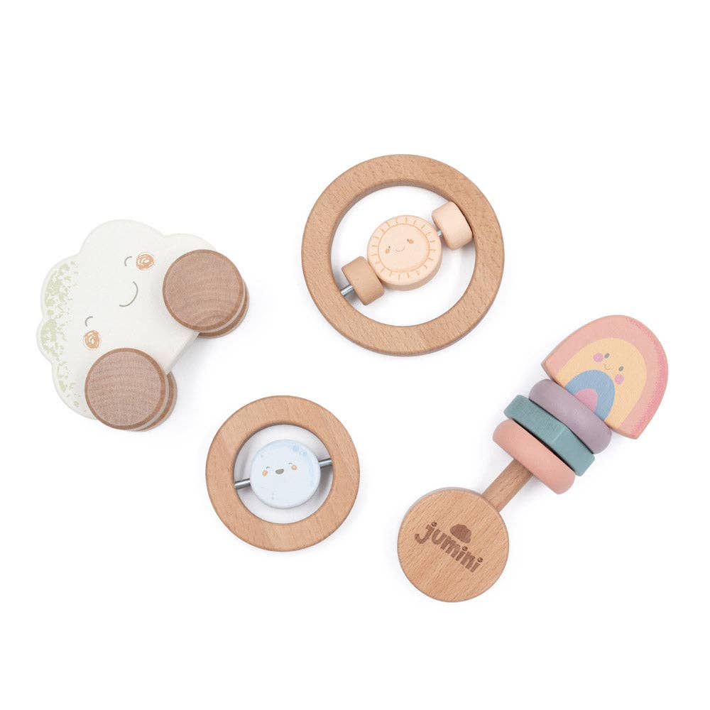 Wooden Baby Gift Set – Montessori Newborn Toy Set