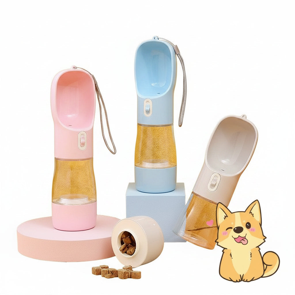Portable Dog Water Bottle with Drinking Bowl for Outdoor Travel